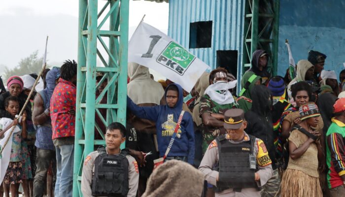 Komitmen Jaga Pemilu Damai, Polres Paniai lakukan Pengamanan Kampanye Terbuka Partai PKB 