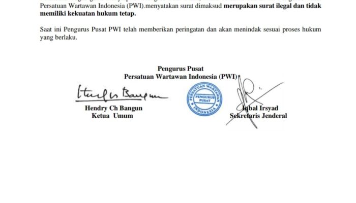 Kecam DK, Hendry Ch Bangun Tetap Ketua PWI Pusat
