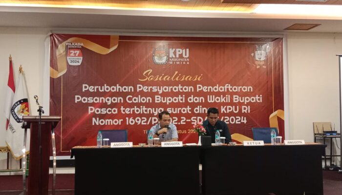 Pasca Putusan MK, KPU Mimika gelar Sosialisasi ke 18 Parpol terkait Syarat Bakal Calon Kepala Daerah