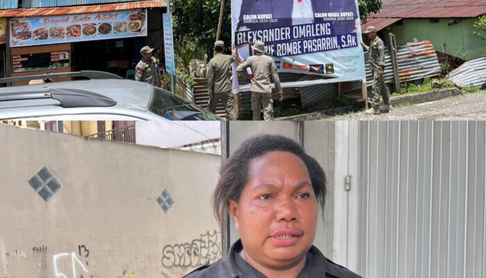 Bawaslu Mimika Langsung Turun Tangan!, Tertibkan Baliho Paslon di Lokasi Terlarang