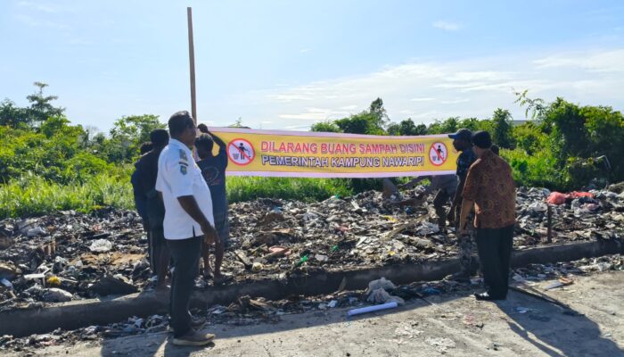 Pemkam Nawaripi Pasang Plang Larangan Buang Sampah, Warga yang Melanggar Sudah Diberi Peringatan Keras, Norman : Kami Masih Cari Lokasi Alternatif Untuk TPS