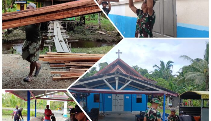 Fokus Rehab Gereja, Satgas TMMD Gotong Royong Angkat Material
