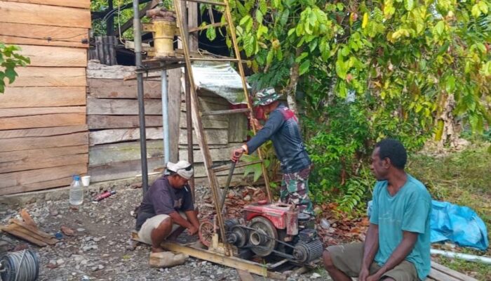 Hari ketiga, Pembuatan Sumur Bor TMMD Ke-124 Kodim 1710/Mimika Mulai Dikerjakan
