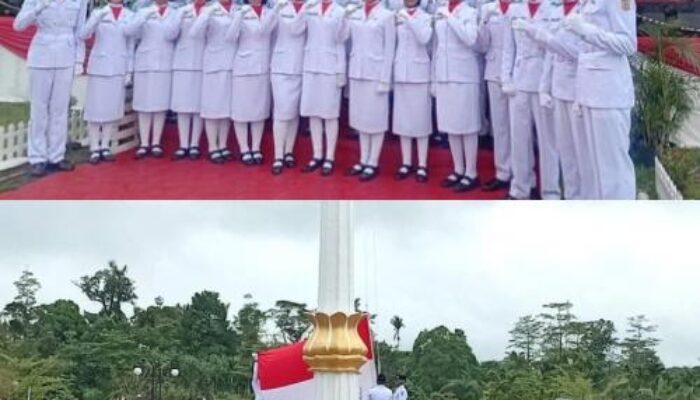 Pengibaran Bendera HUT RI ke-80 Tahun 2025 di Kabupaten Mimika Berlangsung Khidmat