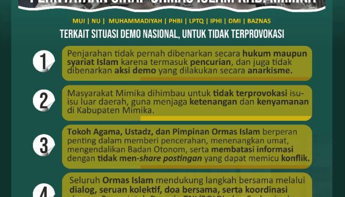 Ormas Islam di Mimika Serukan Damai, dan Tolak Anarkisme dan Penjarahan, Jaga Mimika Tetap Kondusif