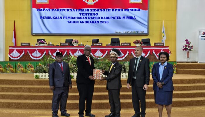 DPRK Mimika Gelar Paripurna Pembahasan RAPBD Kabupaten Mimika Tahun Anggaran 2026