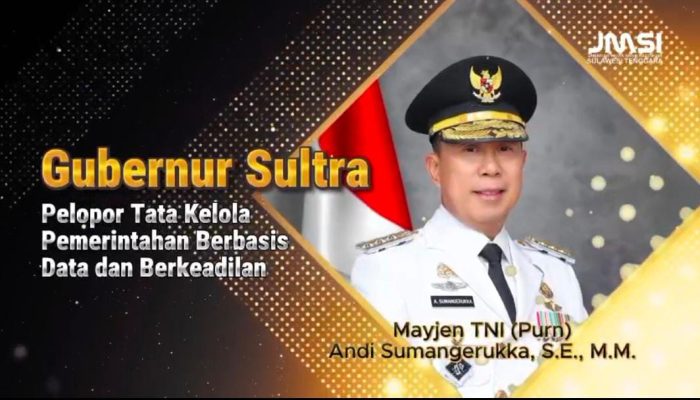 Dinilai Pelopor Tata Kelola Pemerintahan Berbasis Data dan Berkeadilan, Gubernur Sultra Terima JMSI Sultra Award