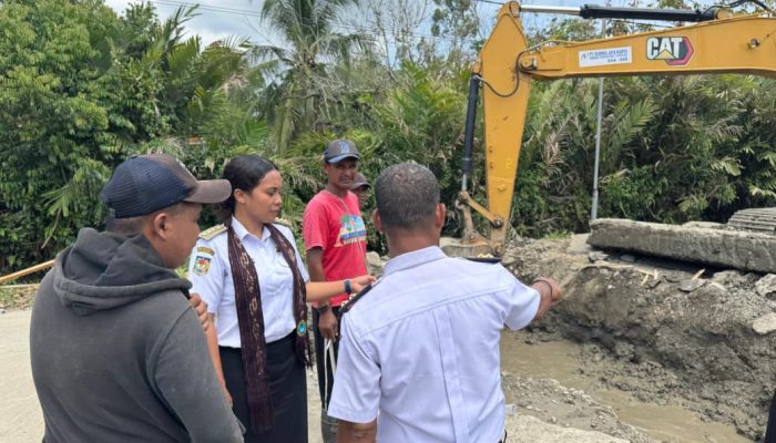 Kepala Distrik Wania Tinjau Pekerjaan Cover Box di Wonosari, Warga Diminta Tetap Tenang
