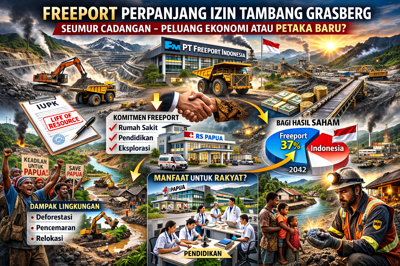Freeport Amankan Tambang Grasberg Seumur Cadangan, Negara Dapat Apa?