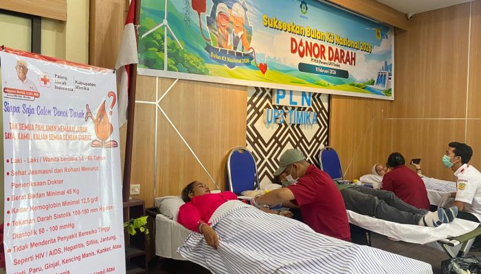 Peringati Bulan K3 Nasional, PLN UP3 Timika Gandeng PMI Gelar Donor Darah