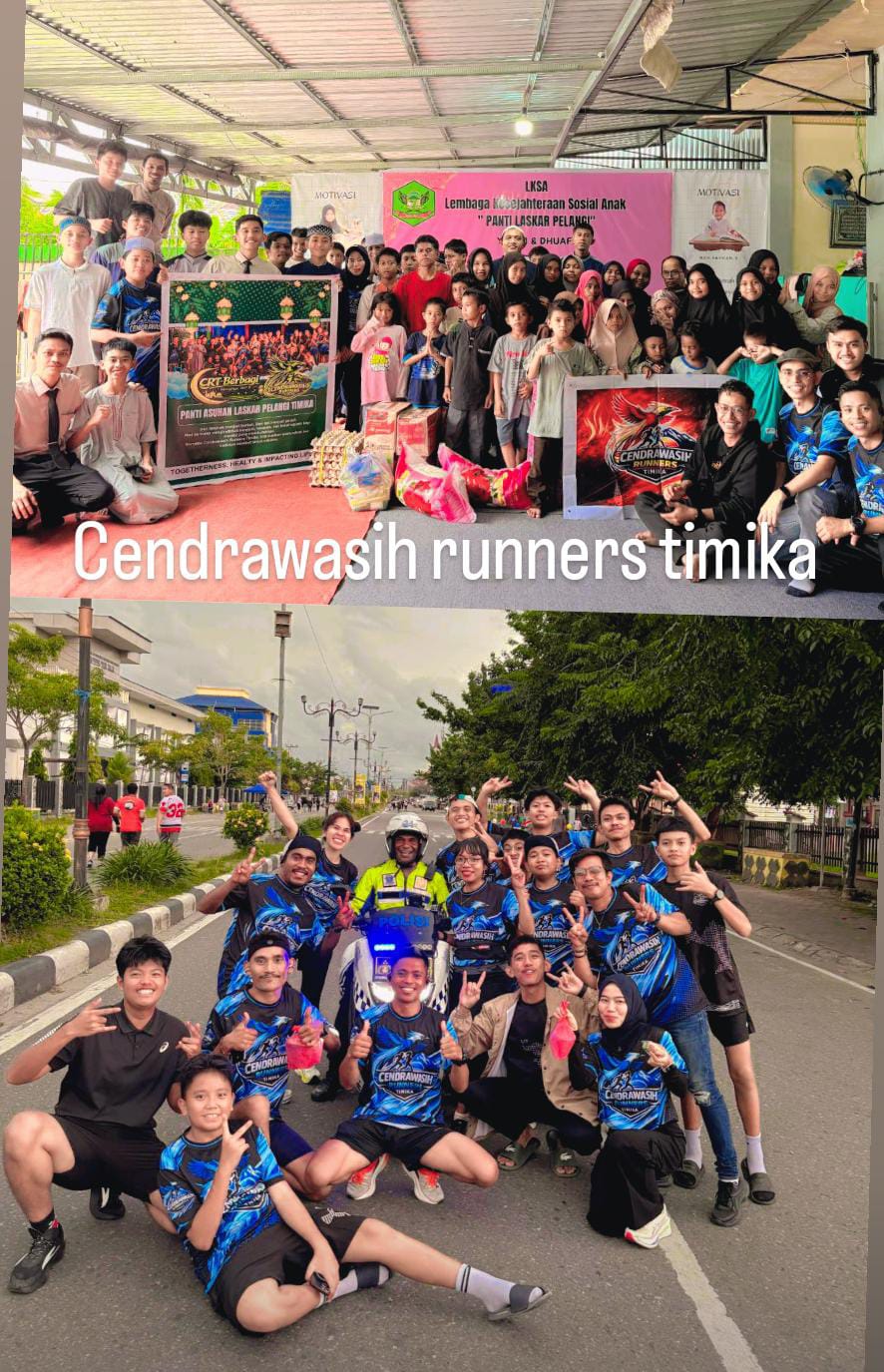 Cendrawasih Runners Timika Berbagi di Bulan Ramadan, Santuni Anak Panti Laskar Pelangi dan Bagikan Takjil di CFD