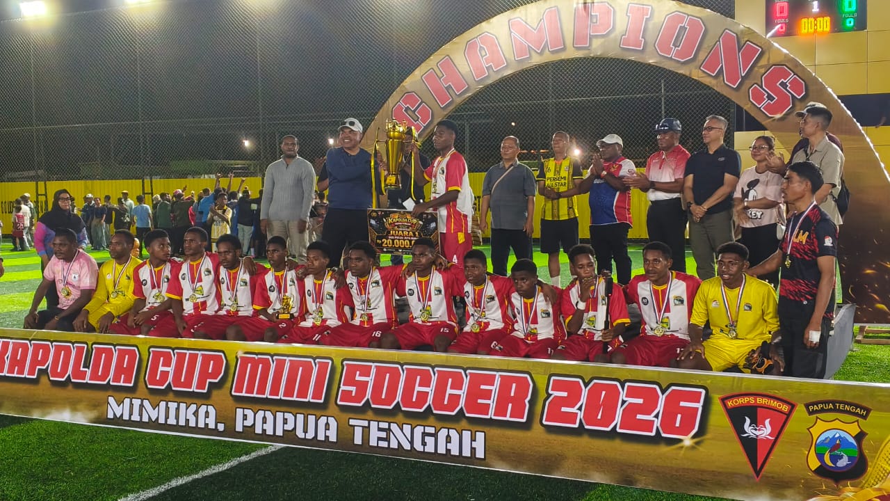Turnamen Mini Soccer Kapolda Papua Tengah Cup 2026 Ditutup, Jermias Rontini Dorong Pembinaan Talenta Sepak Bola Mimika Berkelanjutan