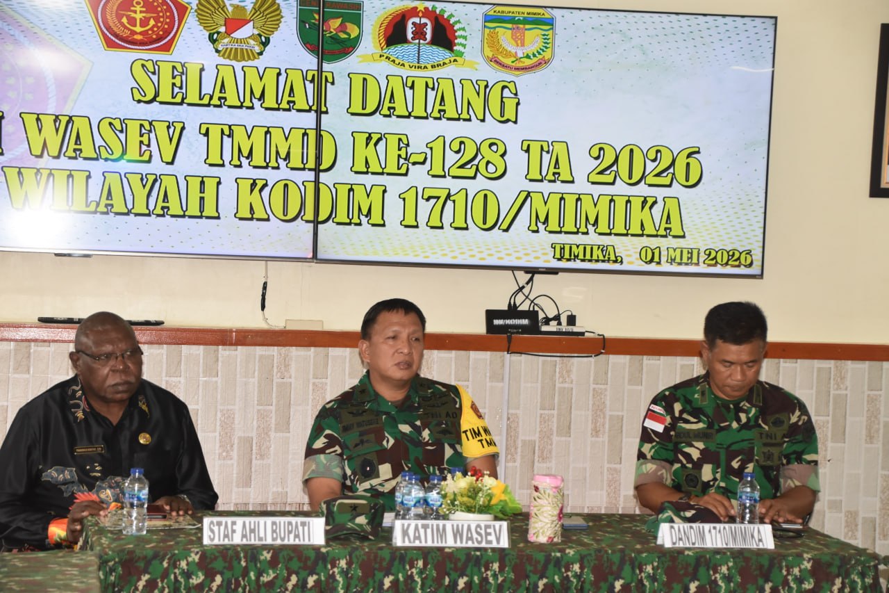 Tim Wasev Terima Paparan Satgas TMMD ke-128 kodim1710/ Mimika