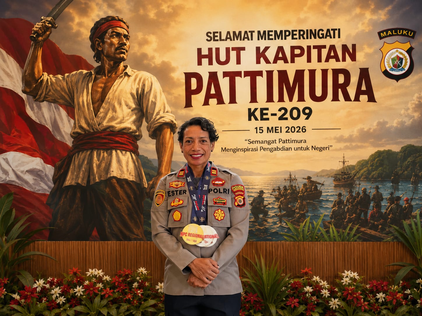 Kado Spesial HUT Pattimura ke-209: Polwan Maluku IPTU Esterlina Titiheru Harumkan Nama Indonesia di Ajang Bodybuilding Asia