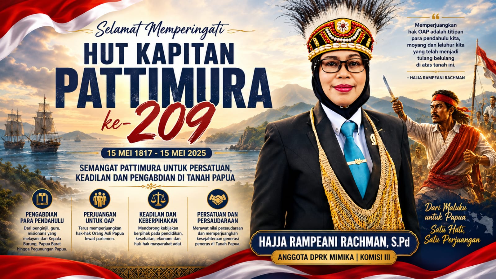 Refleksi HUT Pattimura ke 209, Hajja Rampeani: Hak OAP Adalah Amanah Leluhur