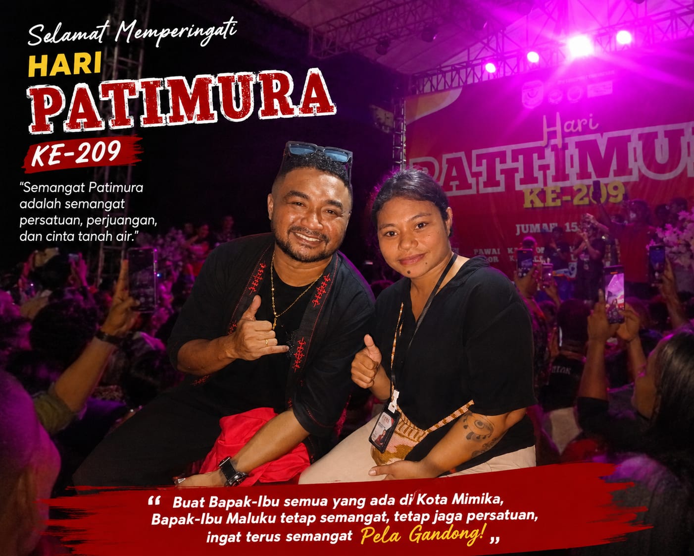 Willy Sopacua, Pelantun “Beta Pilihan Bukan Tujuan”, Hibur Warga Mimika di HUT Pattimura ke 209