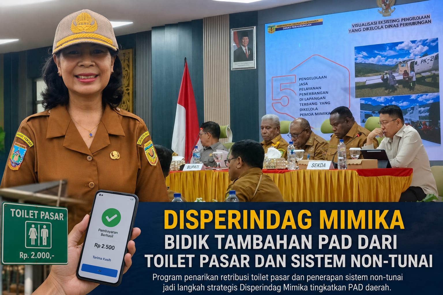 Disperindag Mimika Bidik Tambahan PAD dari Toilet Pasar dan Sistem Non-Tunai