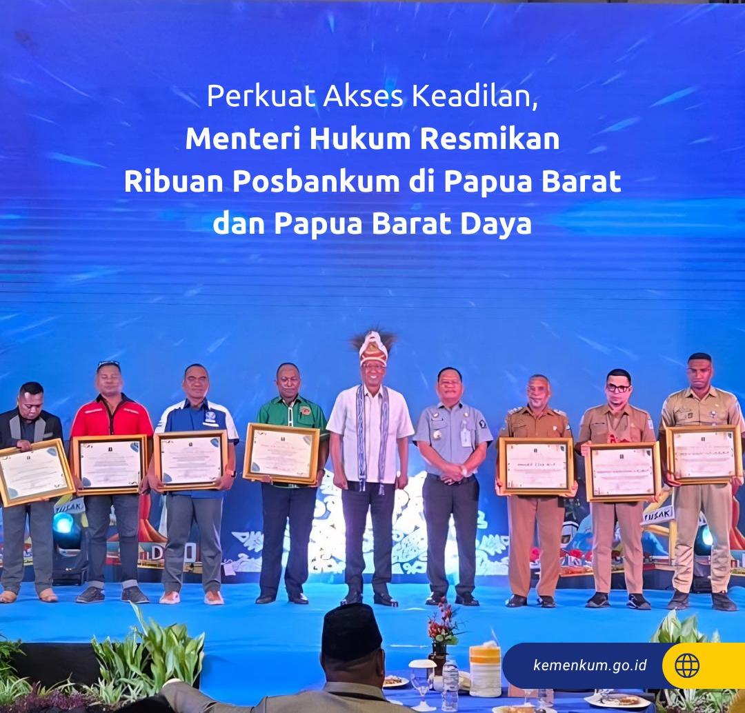 Menteri Hukum Resmikan Ribuan Posbankum di Papua Barat dan Papua Barat Daya