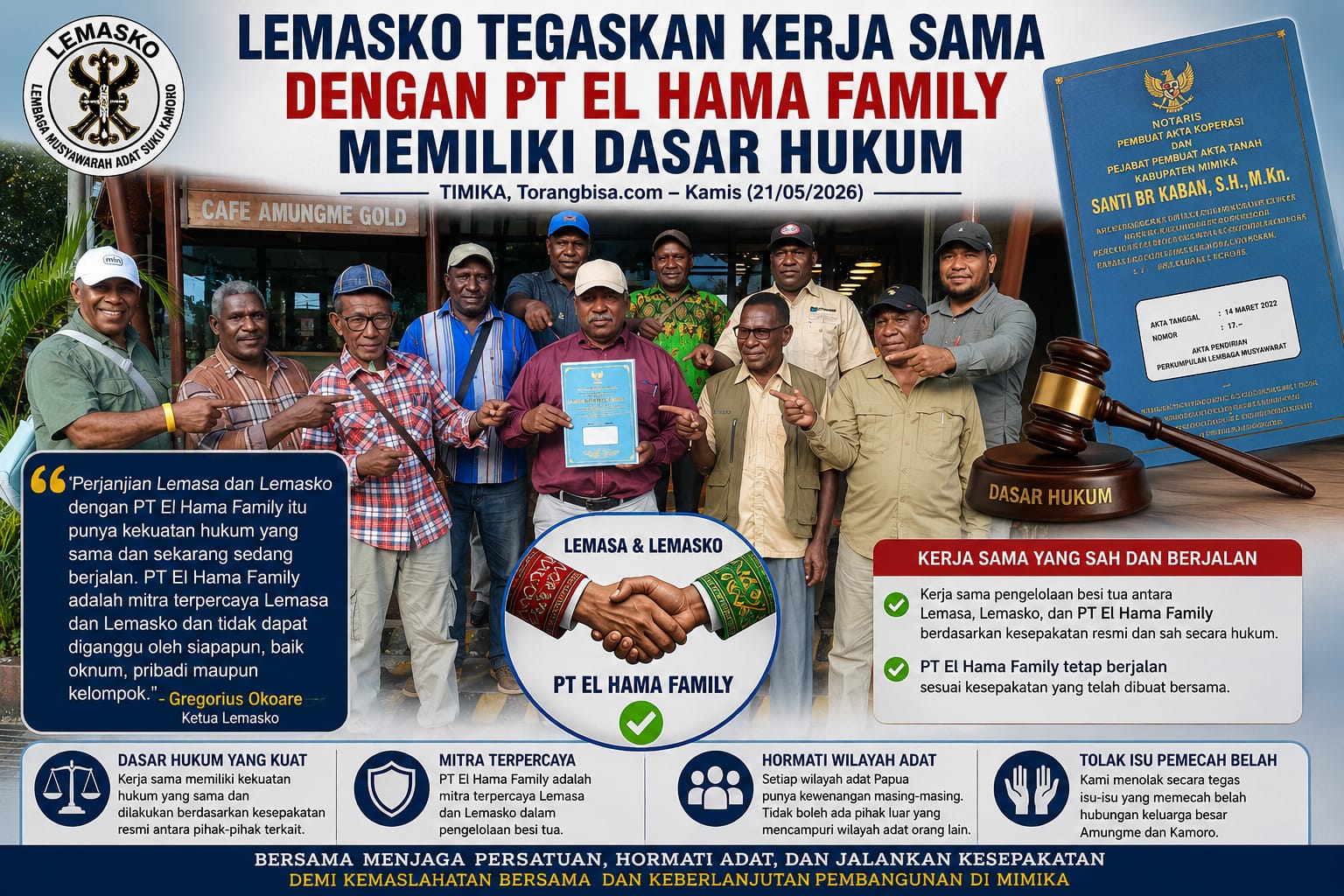Lemasko Tegaskan Pengelolaan Besi Tua PT Freeport Hak Lemasa dan Lemasko