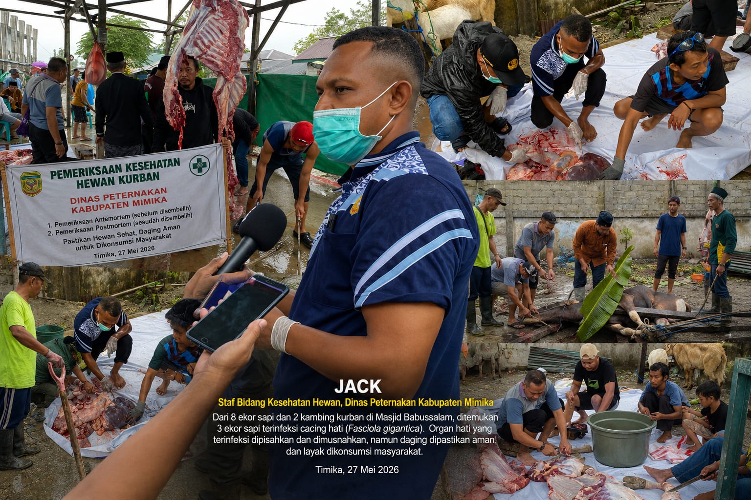 Dinas Peternakan Mimika Temukan Cacing Hati pada Tiga Sapi Kurban, Daging Dipastikan Aman Dikonsumsi