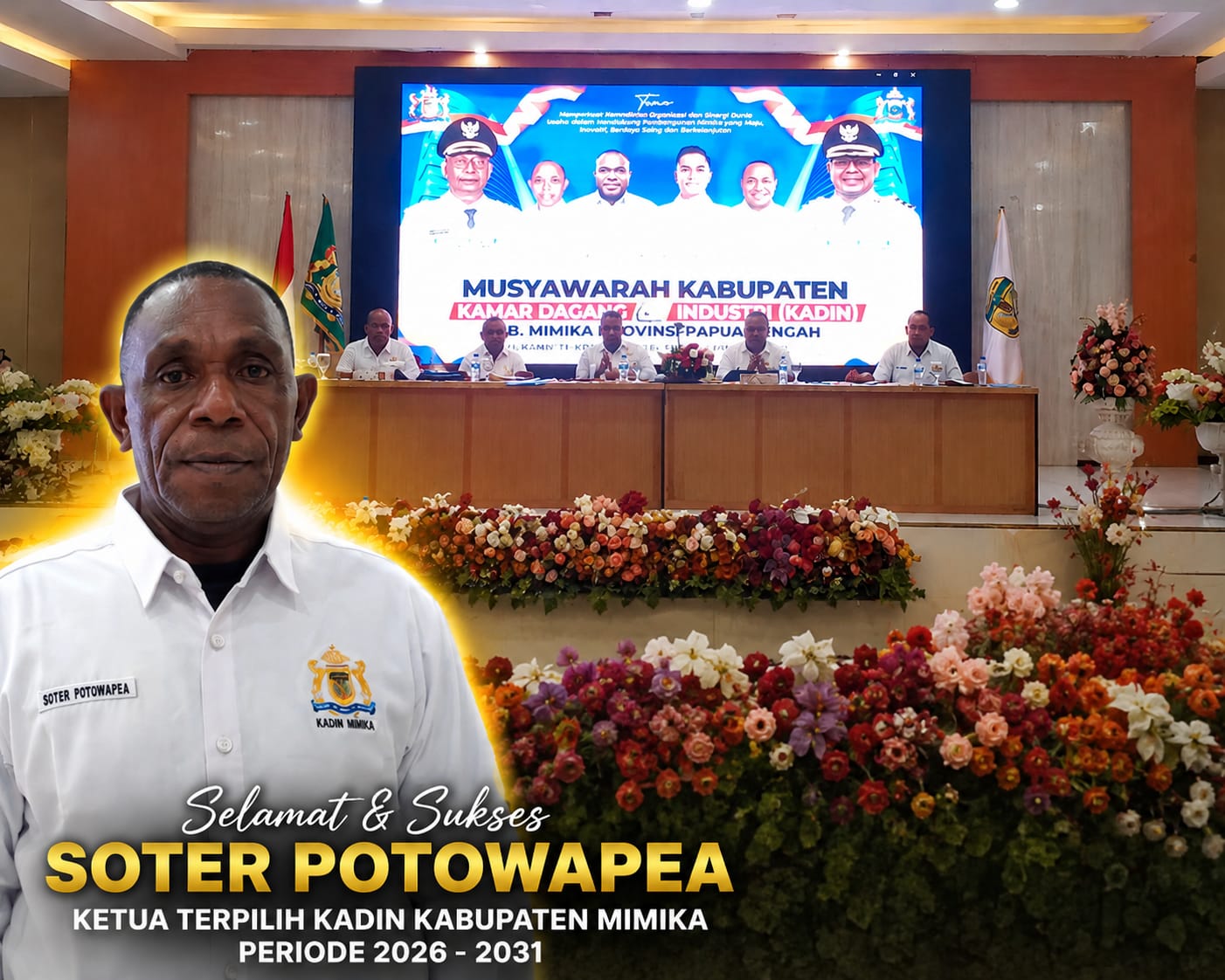 Soter Potowapea Resmi Pimpin Kadin Mimika Periode 2026–2031
