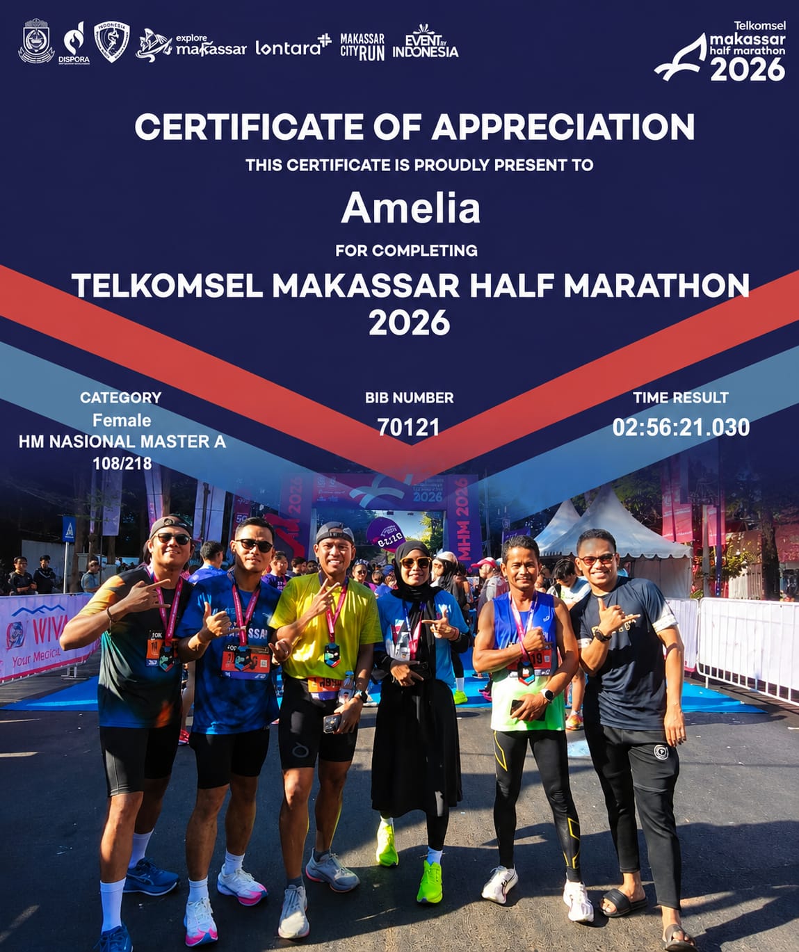 Harumkan Nama Timika di Kancah Nasional, Kak Elly Finish Strong di Makassar Half Marathon 2026