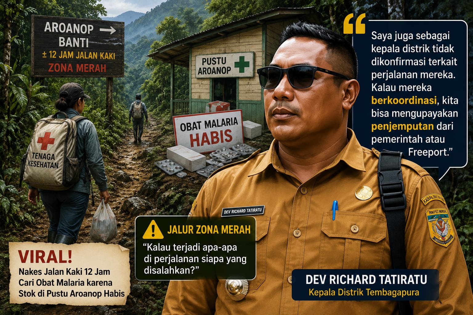 Viral Nakes Jalan Kaki 12 Jam, Kadistrik Tembagapura: Kalau Koordinasi, Kami Bisa Jemput