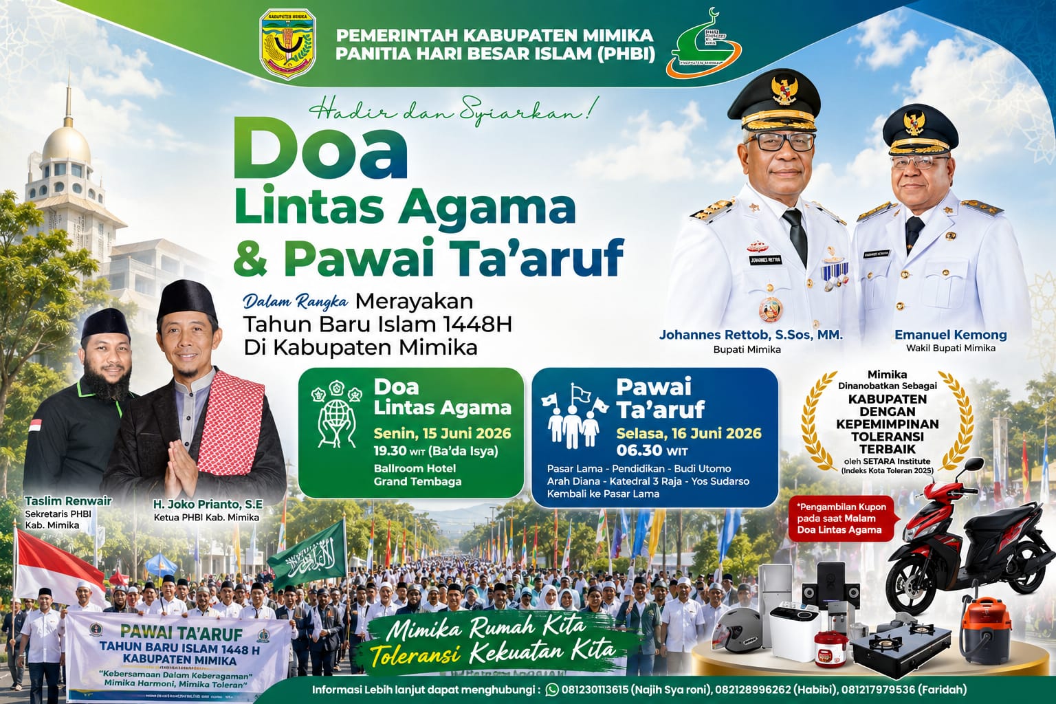 Rekor Baru di Mimika, 7.386 Peserta Ikuti Pawai Ta’aruf 1448 H, Sekretaris PHBI: Tumbuh dari Semangat Kebersamaan dan Toleransi