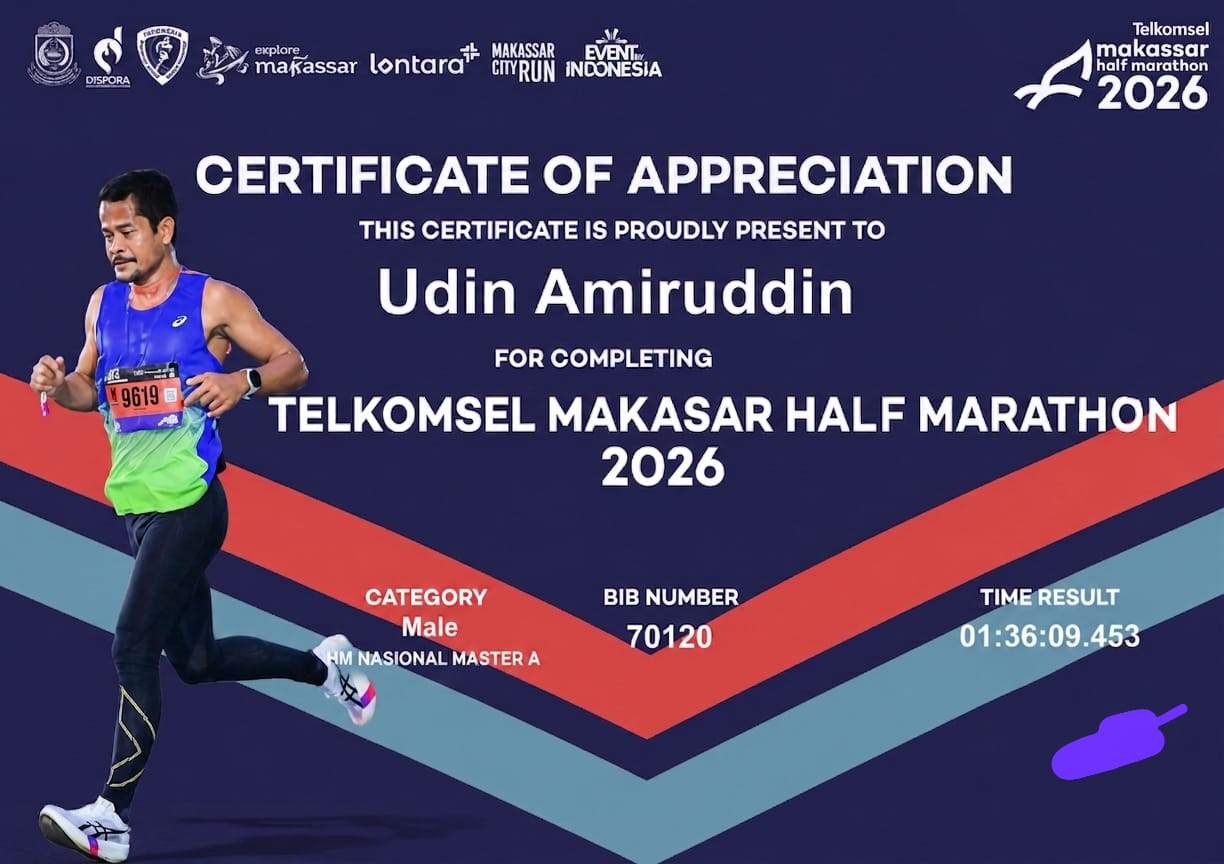 Opa Udhin Nabire Sukses Tuntaskan Tantangan Makassar Half Marathon 2026, Bawa Pulang ‘Triple Medals’ ke Nabire – Papua Tengah