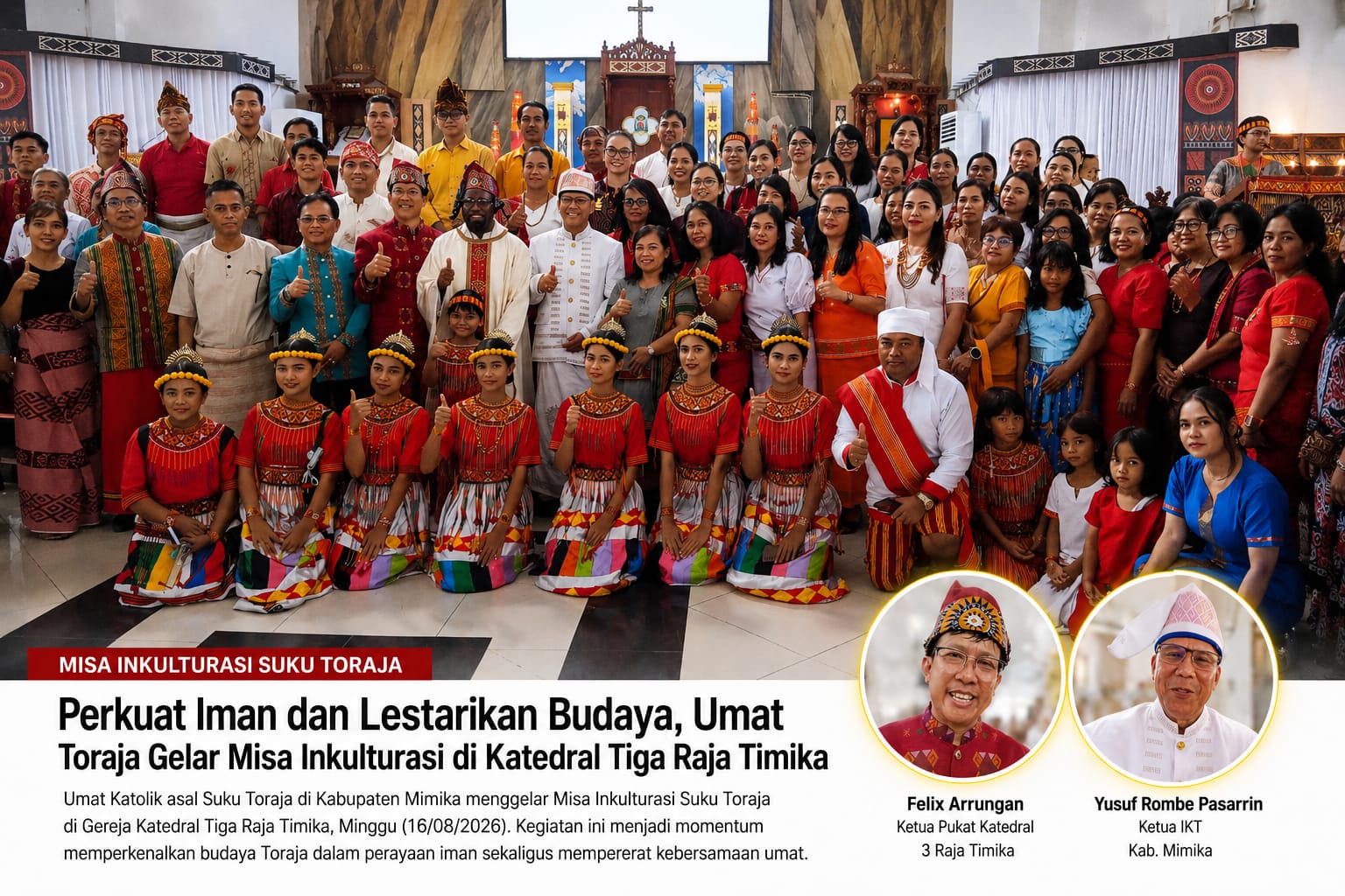 Misa Inkulturasi Suku Toraja di Katedral Tiga Raja Timika Perkuat Kebersamaan Umat