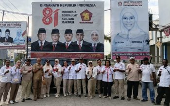 Partai Gerindra PBD Bagi Belasan Ribu Bendera Merah Putih
