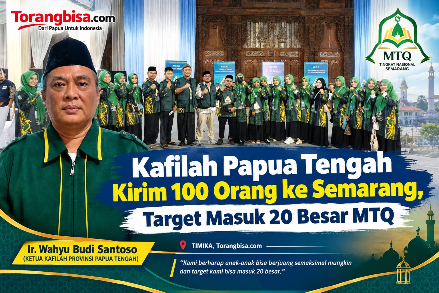 Kafilah Papua Tengah Kirim 100 Orang ke Semarang, Target Masuk 20 Besar MTQ