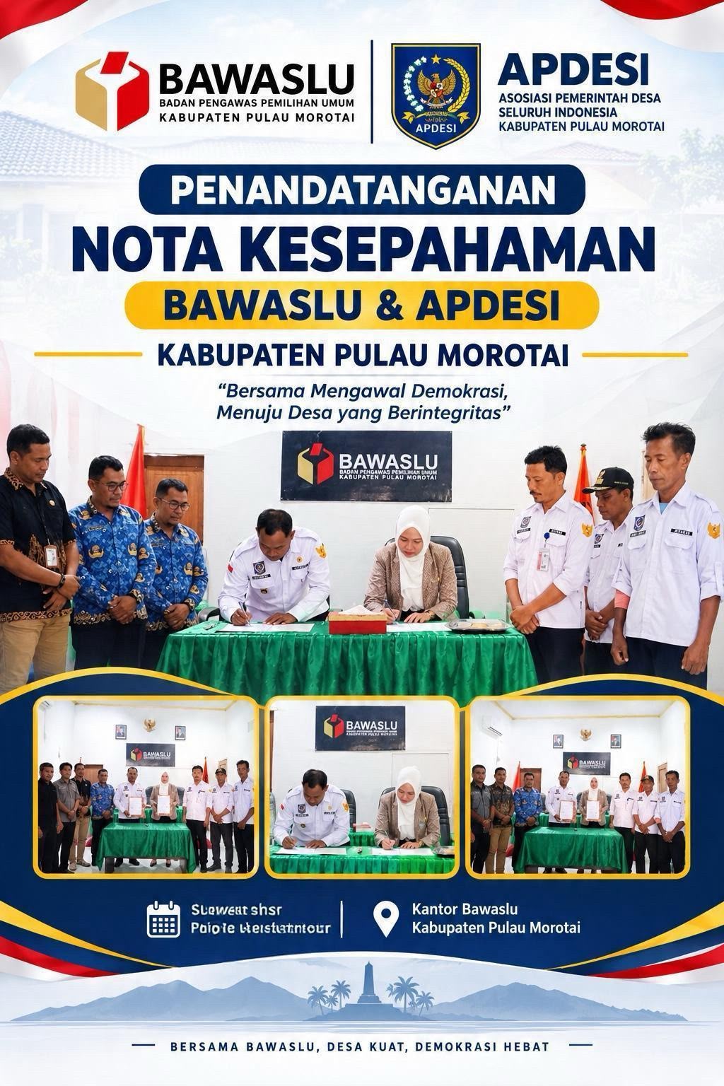 Bawaslu dan APDESI Morotai Teken MoU, Lima Pengurus APDESI Wakili 88 Desa